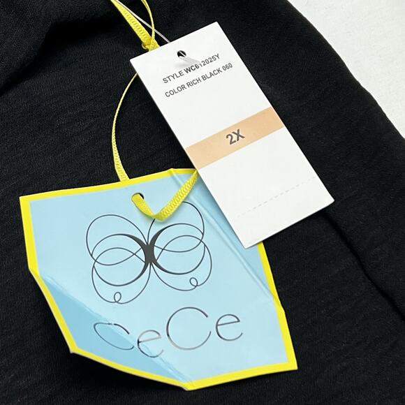 Cece Women's High-Waist Wide Leg Split Leg Pant Black Plus Size 2X Palazzo NWT - Picture 4 of 9